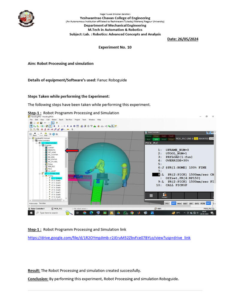 Robot Processing Simulation Lab Report | PDF