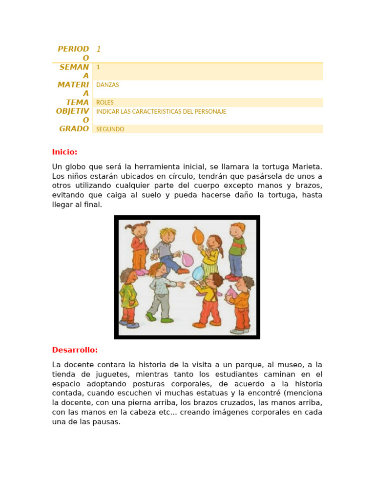 Actividad de Danzas para Segundo Grado | PDF