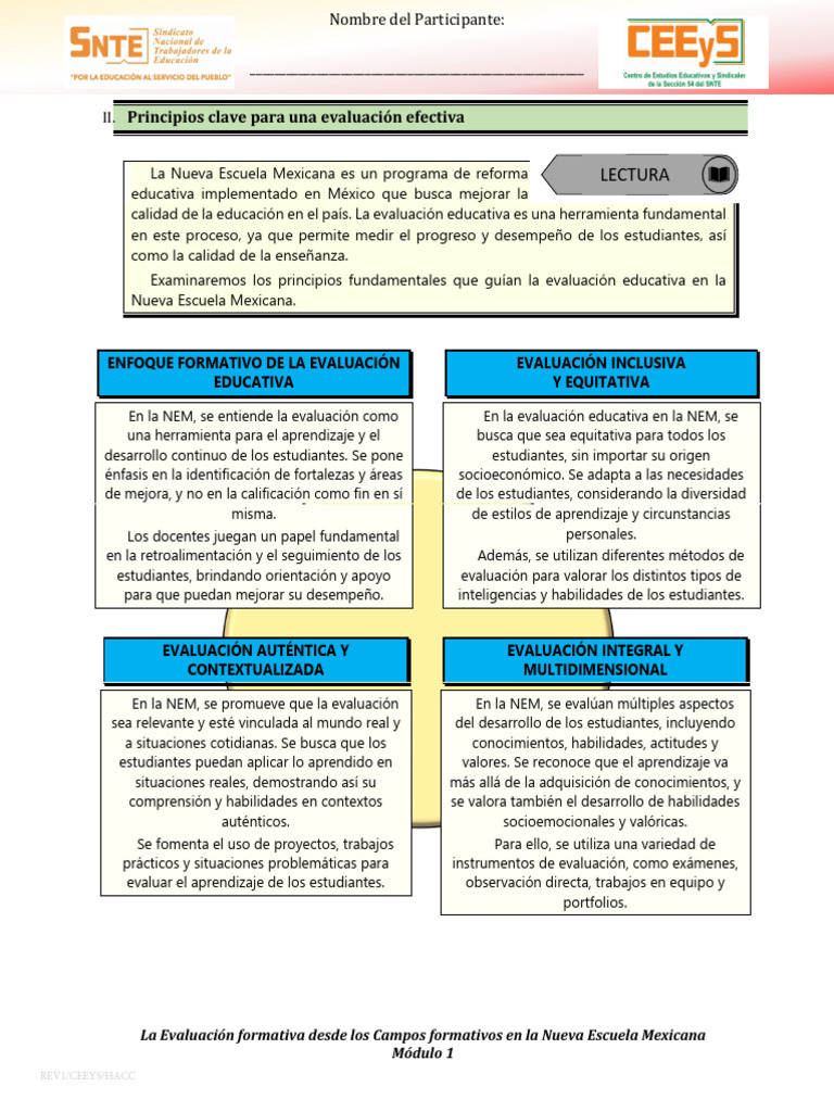 FICHA2 - Principios Clave para Una Evaluación Efectiva | PDF ...