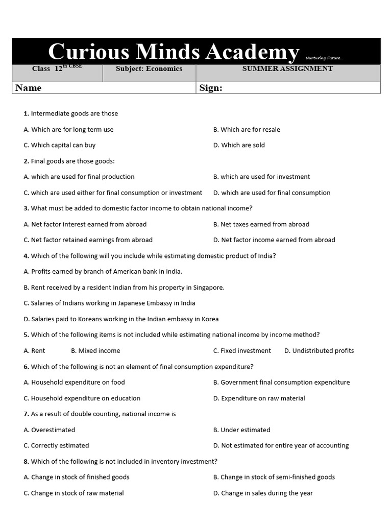 12th CBSE Summer Assignment | PDF | Reserve Bank Of India | Money