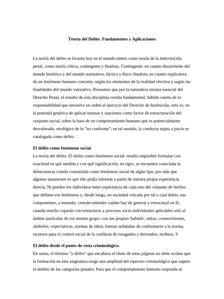 Fundamentos de la Teoría del Delito | PDF | Intención (Derecho Penal ...