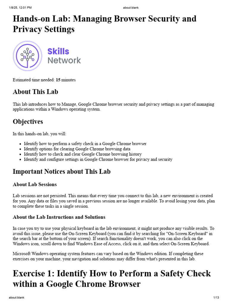 Chrome Browser Security Management Lab | PDF | Internet Privacy | Http ...
