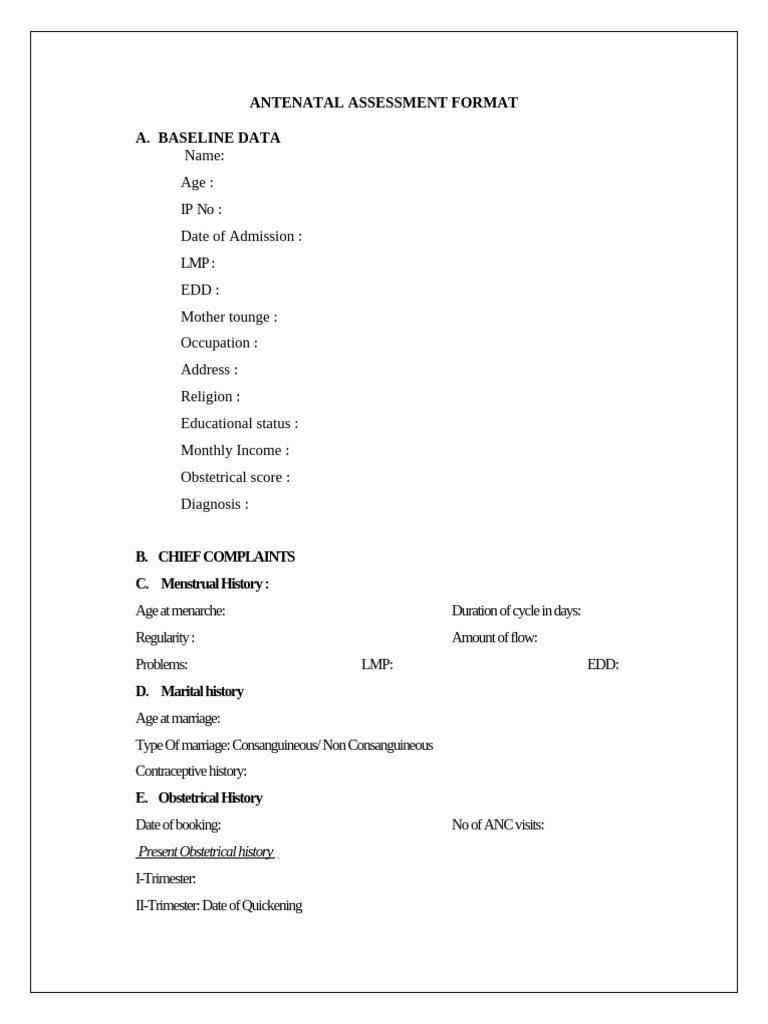 Antenatal and Postnatal Assessment Format | PDF | Pregnancy | Childbirth