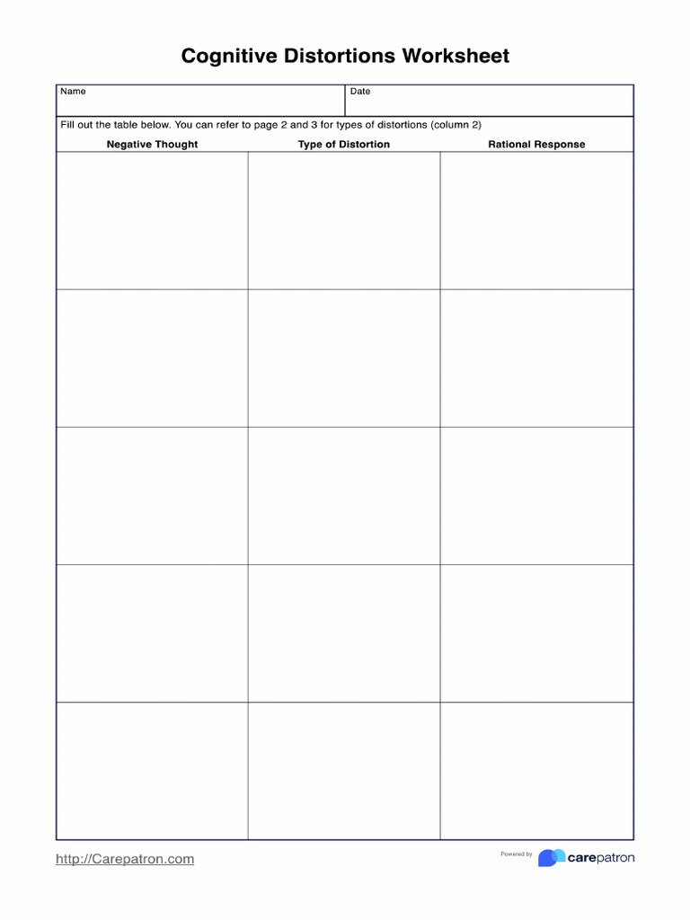 Cognitive Distortions Worksheet | PDF