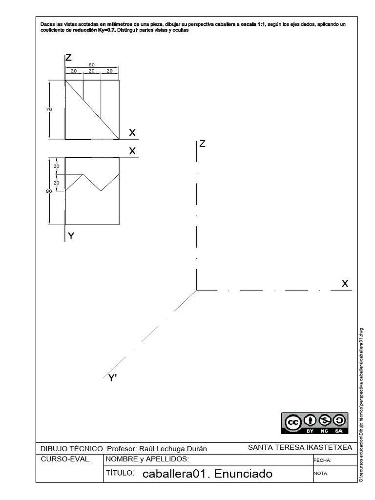 Perspectiva Caballera en Dibujo Técnico | PDF