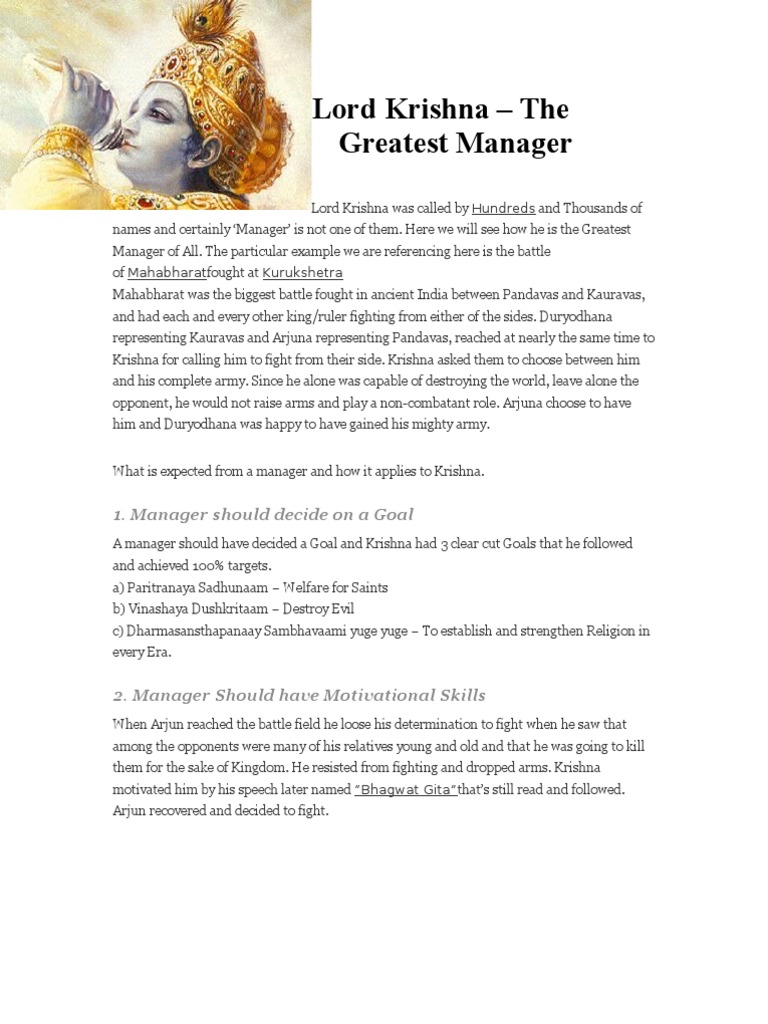 Krishna: The Ultimate Manager | PDF | Krishna | Hinduism