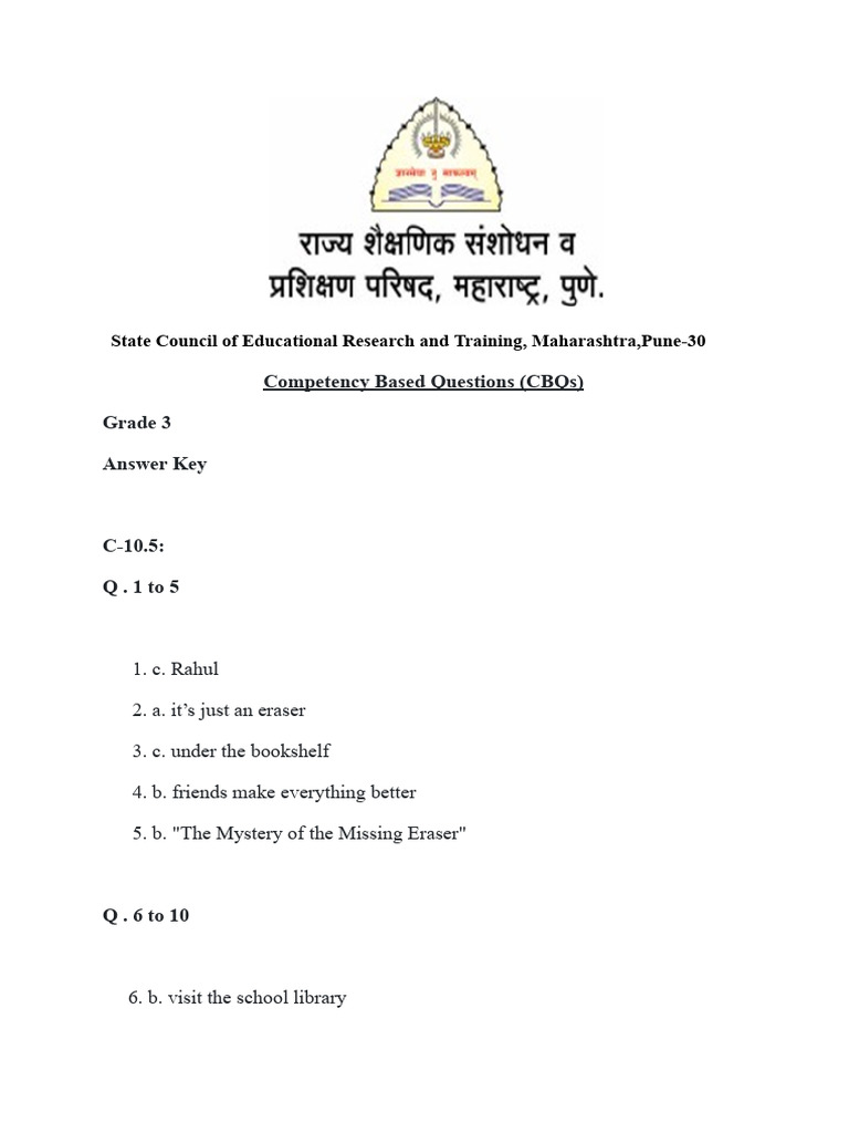 Grade 3 CBQ Answer Key | PDF