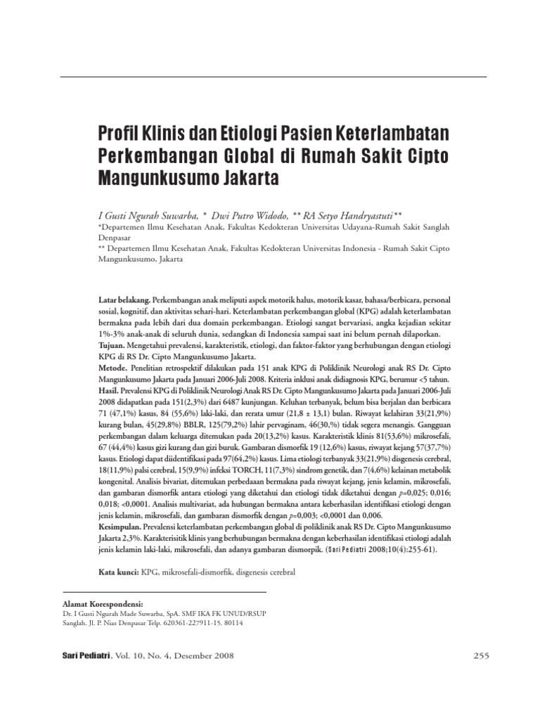 Profil Keterlambatan Perkembangan di RSCM | PDF | Pengembangan Diri ...