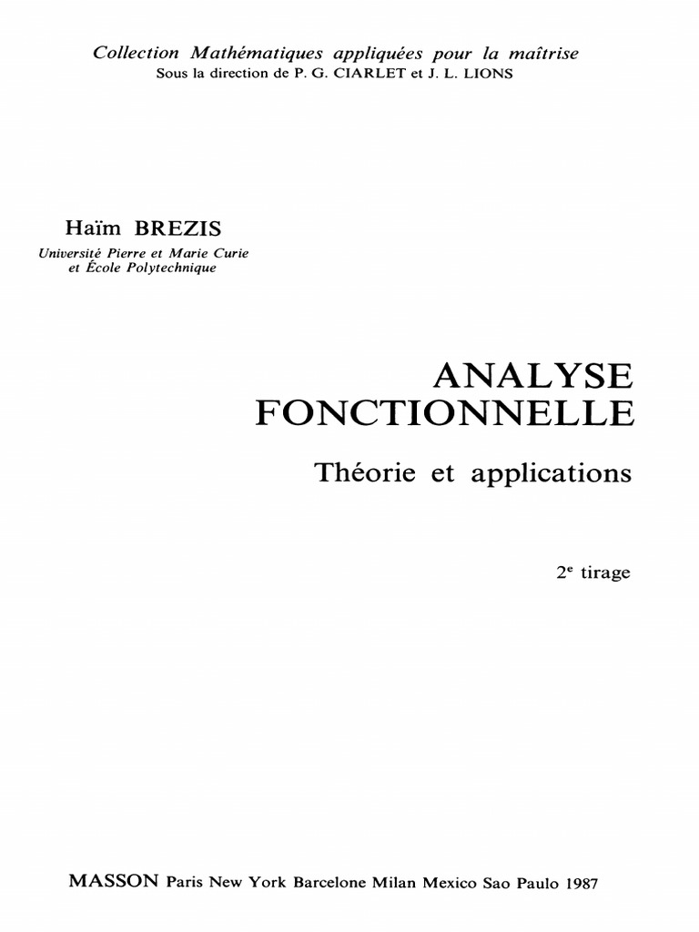 Haim BrezisAnalyse Fonctionnelle PDF