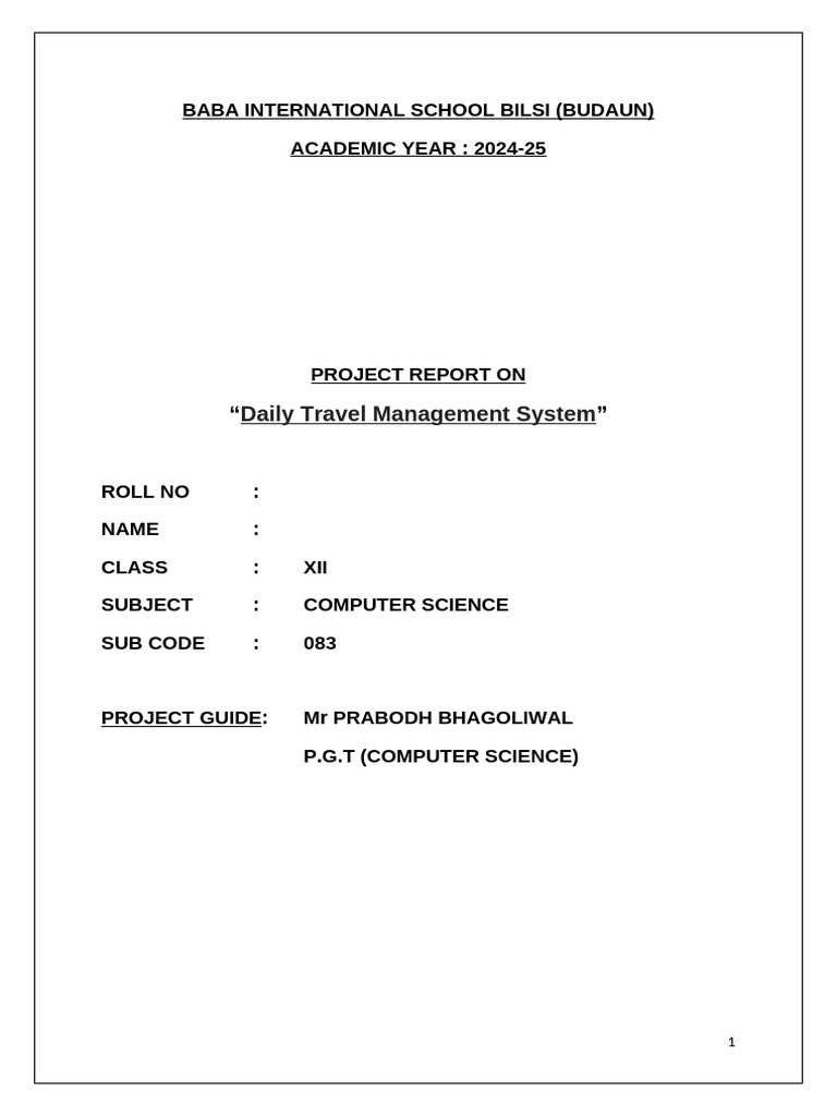 Daily Travel Management System Project | PDF | Software Testing ...