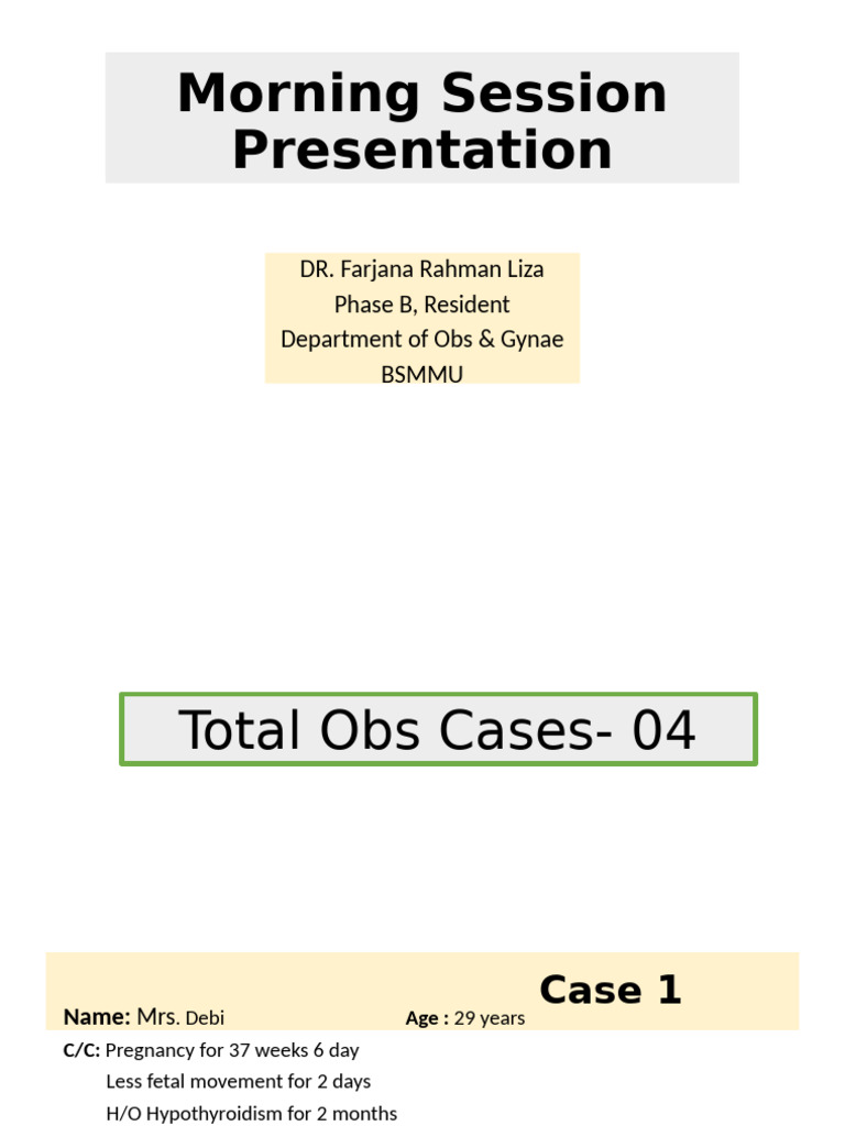 Obstetrics and Gynecology Case Studies | PDF | Pregnancy | Medical ...