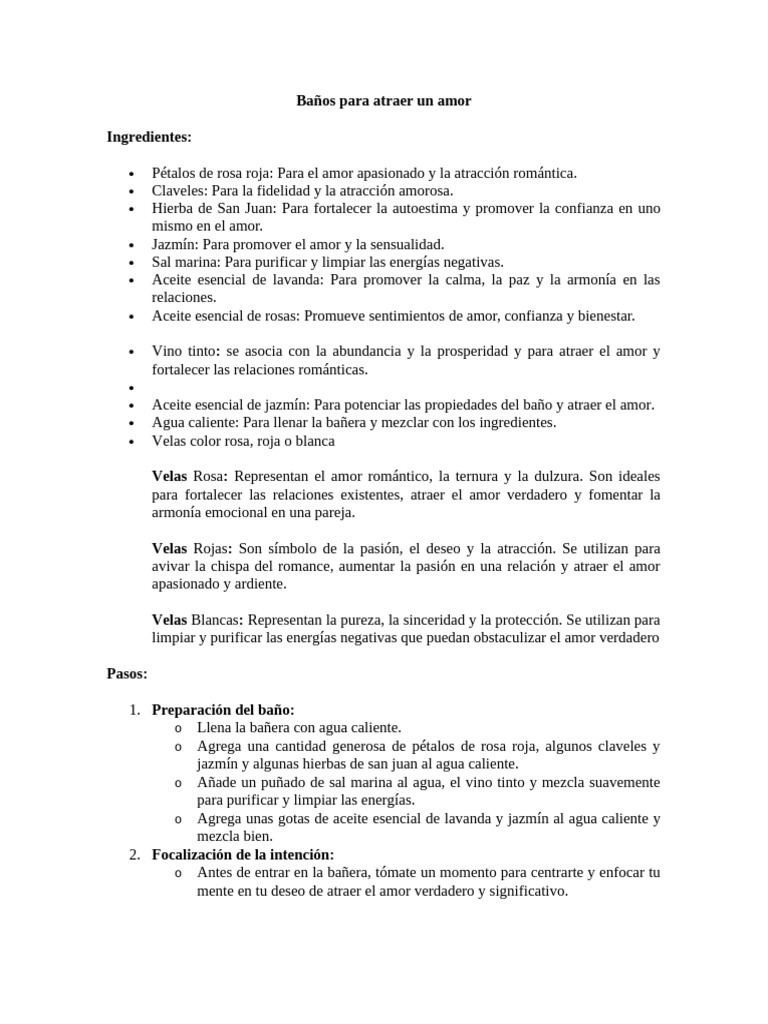 Baños para Atraer el Amor Verdadero | PDF | Amor | Vela