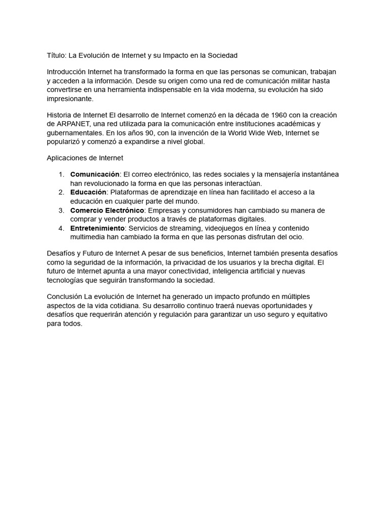 Impacto de Internet en la Sociedad | PDF