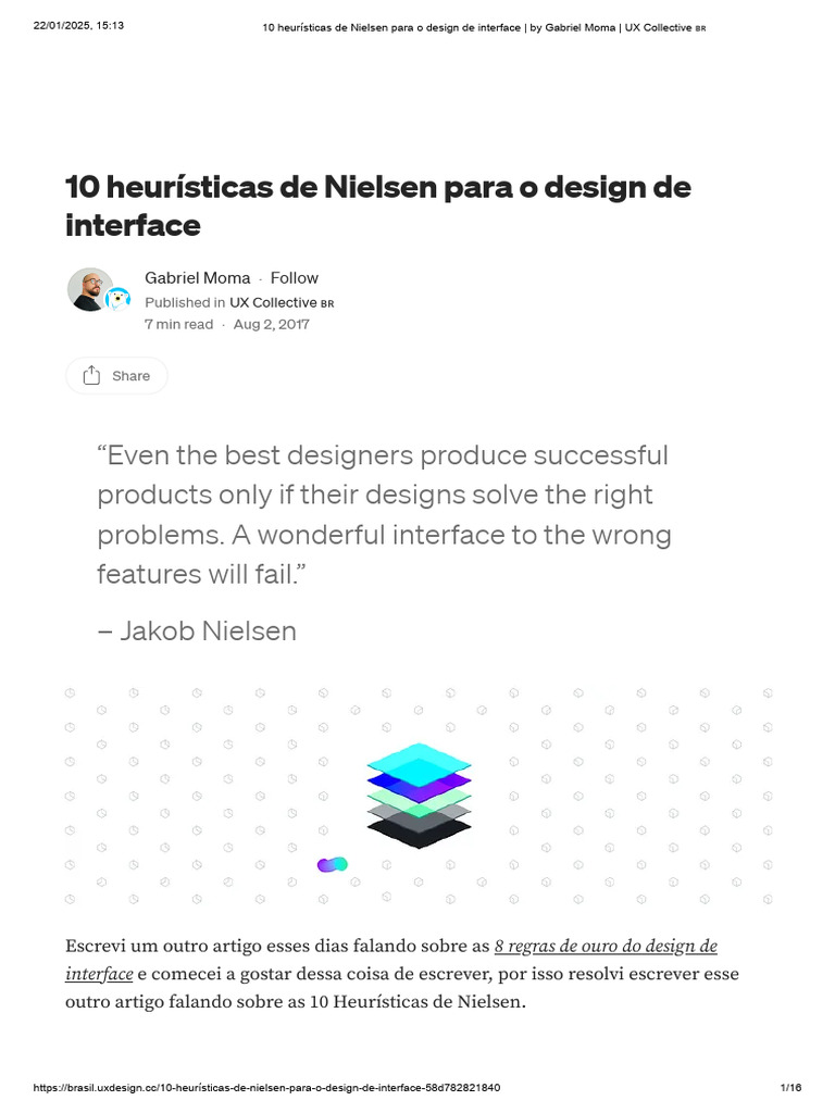 Heurísticas de Nielsen no Design de UI | PDF | Esboço | Design da ...