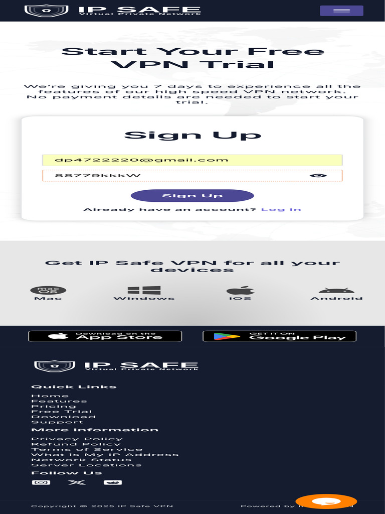 Sign Up IP Safe VPN | PDF