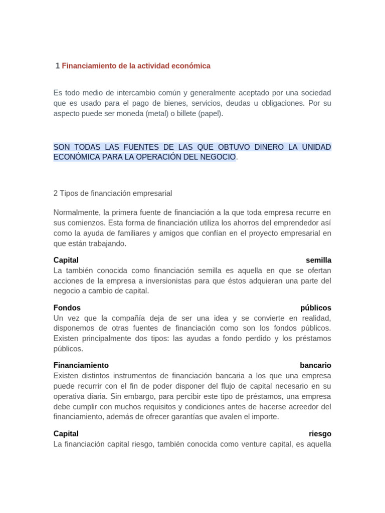 Fuentes y Tipos de Financiamiento Empresarial | PDF | Dinero | Bancos