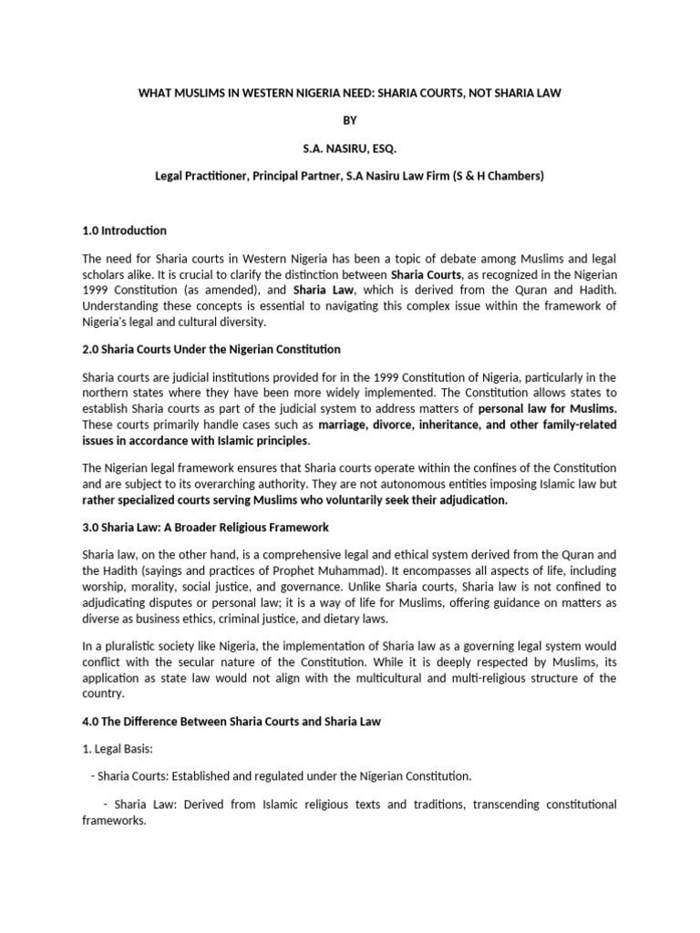 Sharia Courts for Muslims in Western Nigeria | PDF | Sharia | Hadith