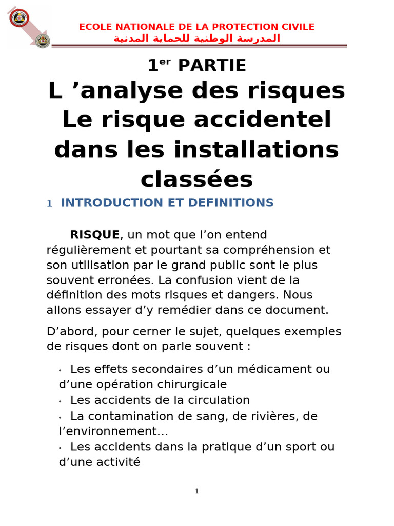 Cours Analyse 1er Partie | PDF | Risque | Gestion des risques