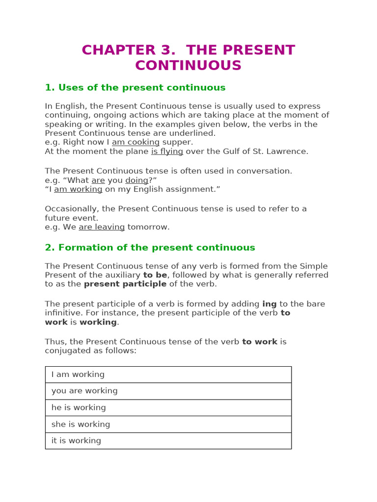 CHAPTER 3 Present Continuous | PDF | Stress (Linguistics) | Grammatical ...