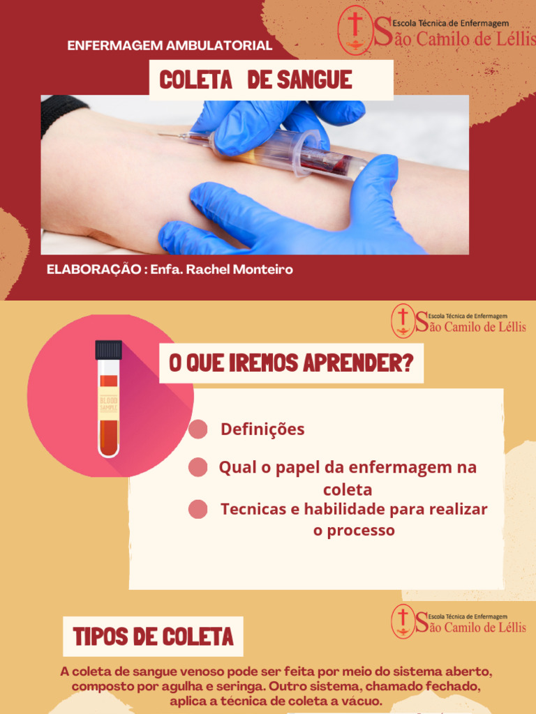 Coleta de Sangue: Técnicas e Cuidados | PDF | Enfermagem | Sangue