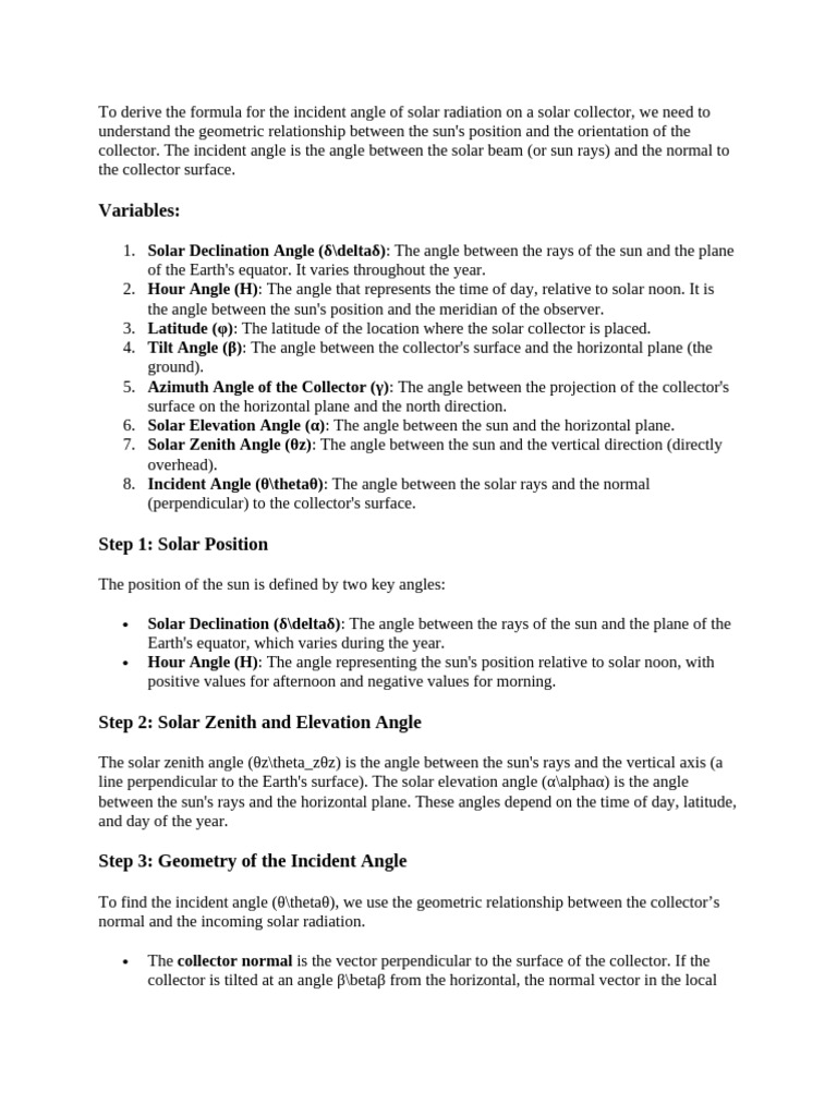 Solar Incident Angle | PDF | Angle | Azimuth