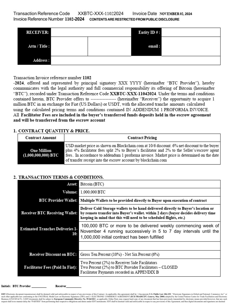 Bitcoin Transaction Invoice for 1M BTC | PDF | Bitcoin | Invoice