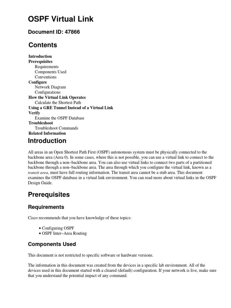 Virtual Link OSPF | PDF
