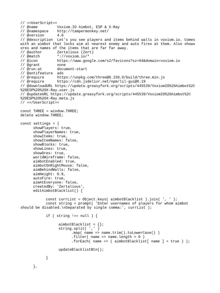 Voxiom.IO Aimbot & ESP Script | PDF | Software Engineering | Computer ...