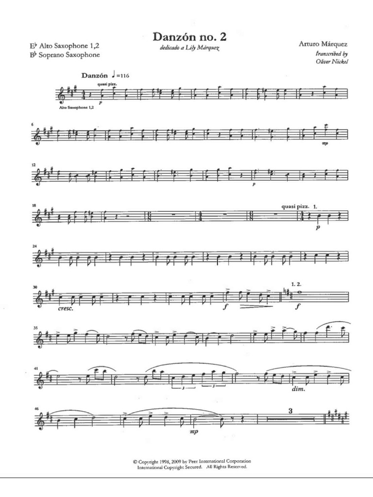 Danzon No2 Alto Sax Pdf
