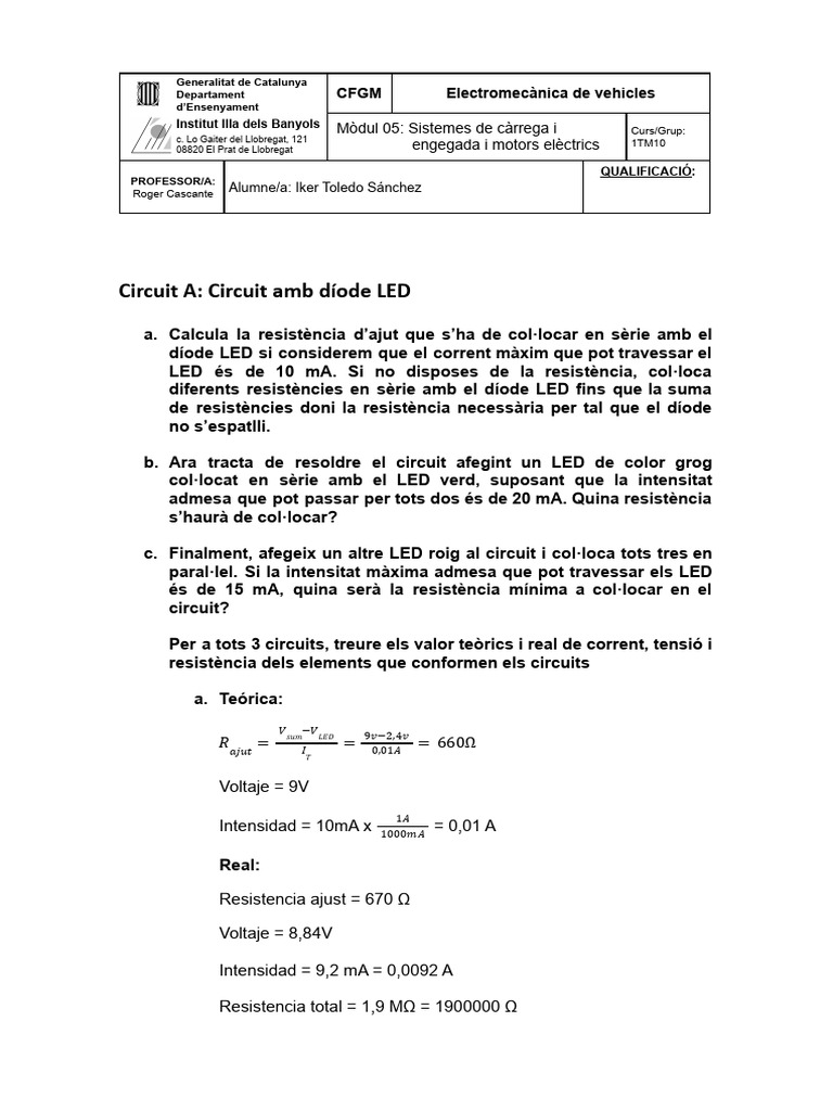 Práctica PR04 MP05 TM10 - Diodos Led | PDF