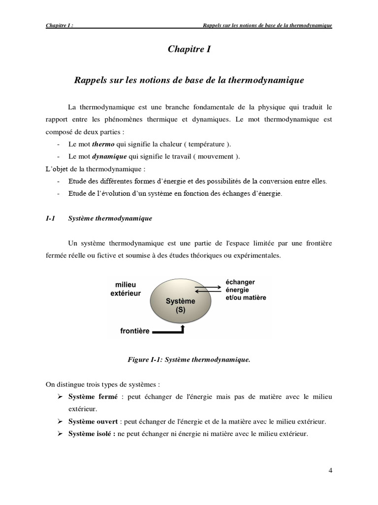 Notions de base en thermodynamique | PDF | Thermodynamique | Entropie