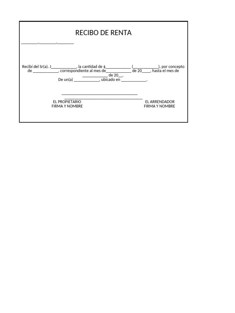 Recibo de Renta Mensual Estándar | PDF