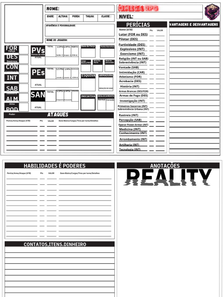 Sistema de Jogo Omega RPG | PDF
