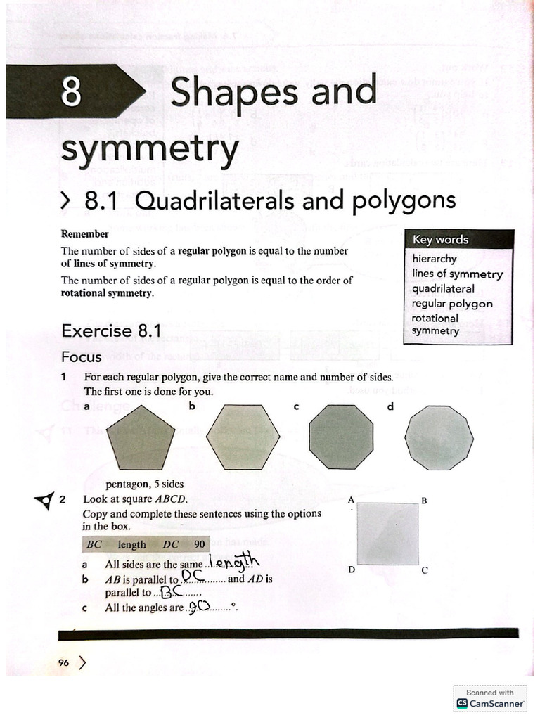 8.1 Quadrilaterals and Polygons - WB | PDF