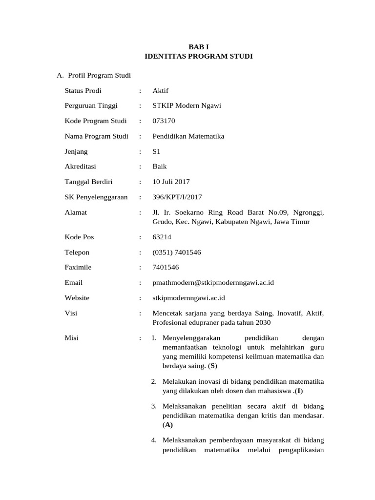 Profil Program Studi Pendidikan Matematika | PDF