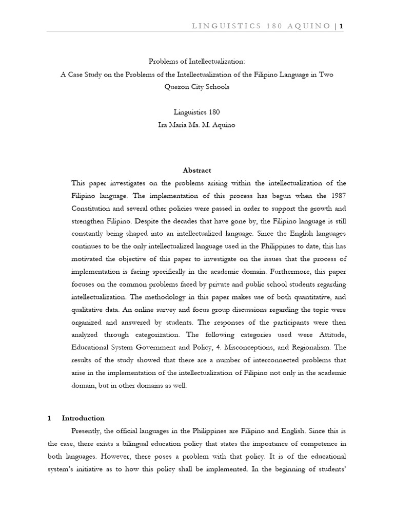 Aquino PROBLEMS OF INTELLECTUALIZATION P | PDF | Linguistics | Human ...