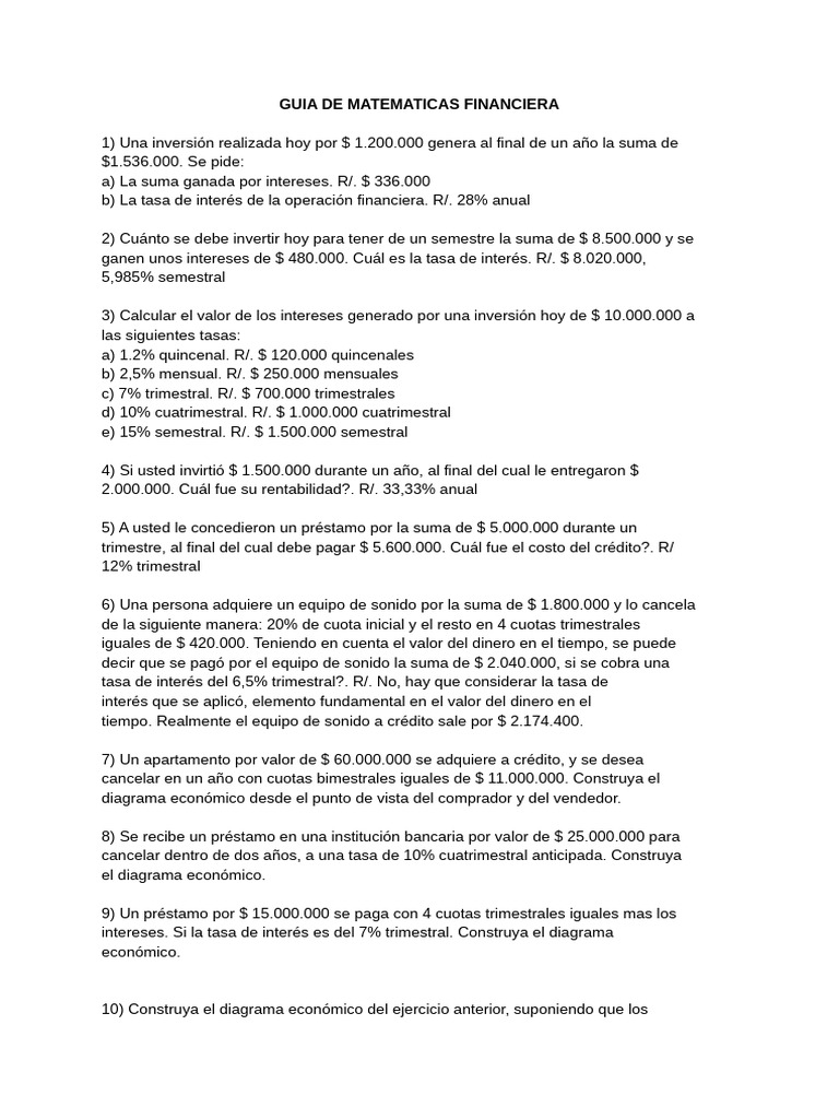 Guía Completa de Matemáticas Financieras | PDF | Interés | Tasas de interés