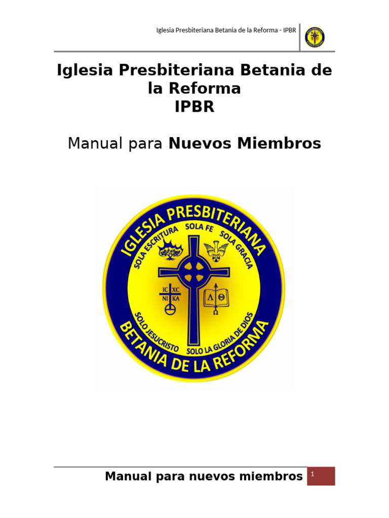 Manual de Nuevos Miembros IPBR | PDF | presbiterianismo | Iglesia Católica