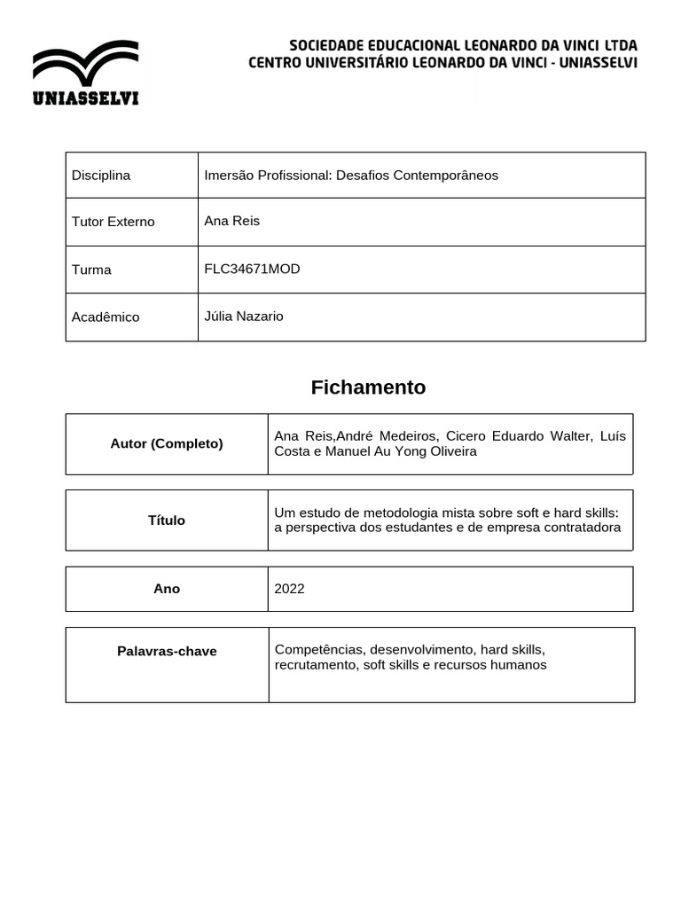 Soft e Hard Skills no Recrutamento | PDF | Gestão de recursos humanos ...