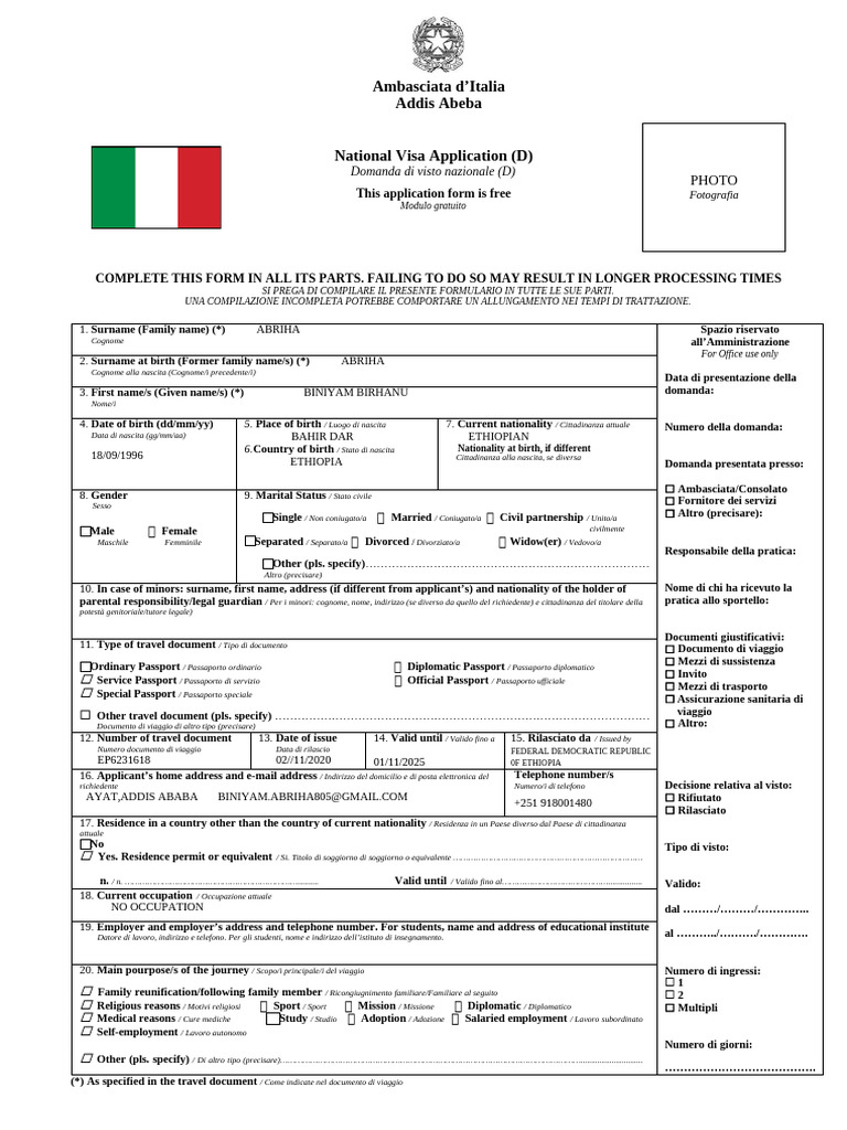 NEW Visa Form.. | PDF