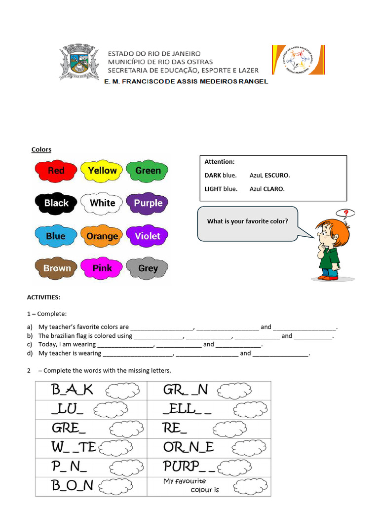 English Color Activities for Students | PDF | Color | Graphic Design