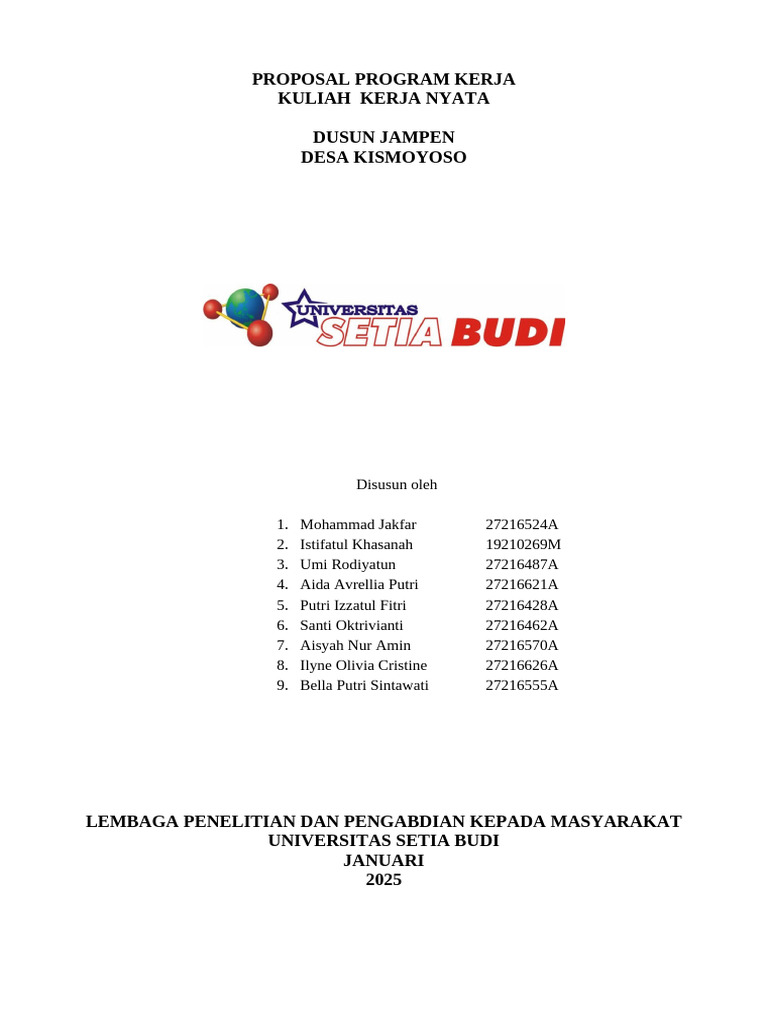 Proposal KKN Desa Kismoyoso 2025 | PDF