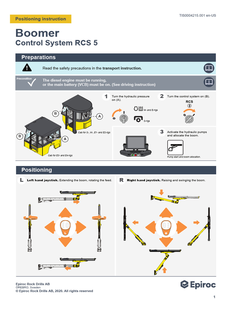 RCS 5 Boom Positioning Guide | PDF | Hydraulics | Gas Technologies