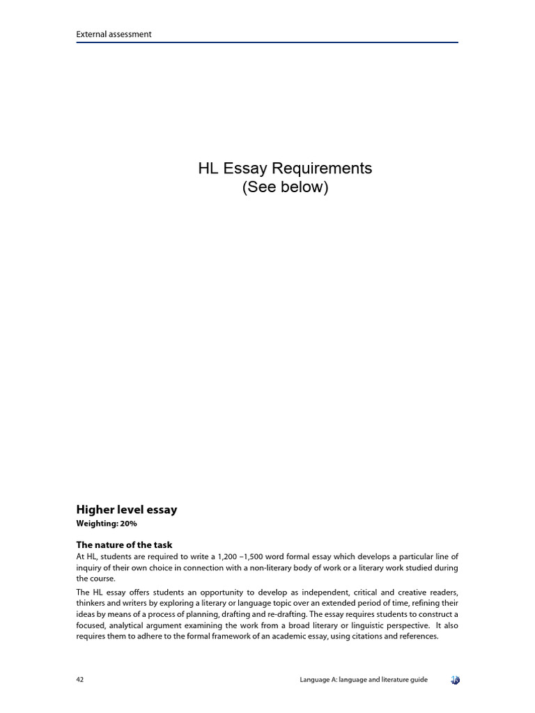 L&L HL Essay Requirements | PDF | Essays | Learning