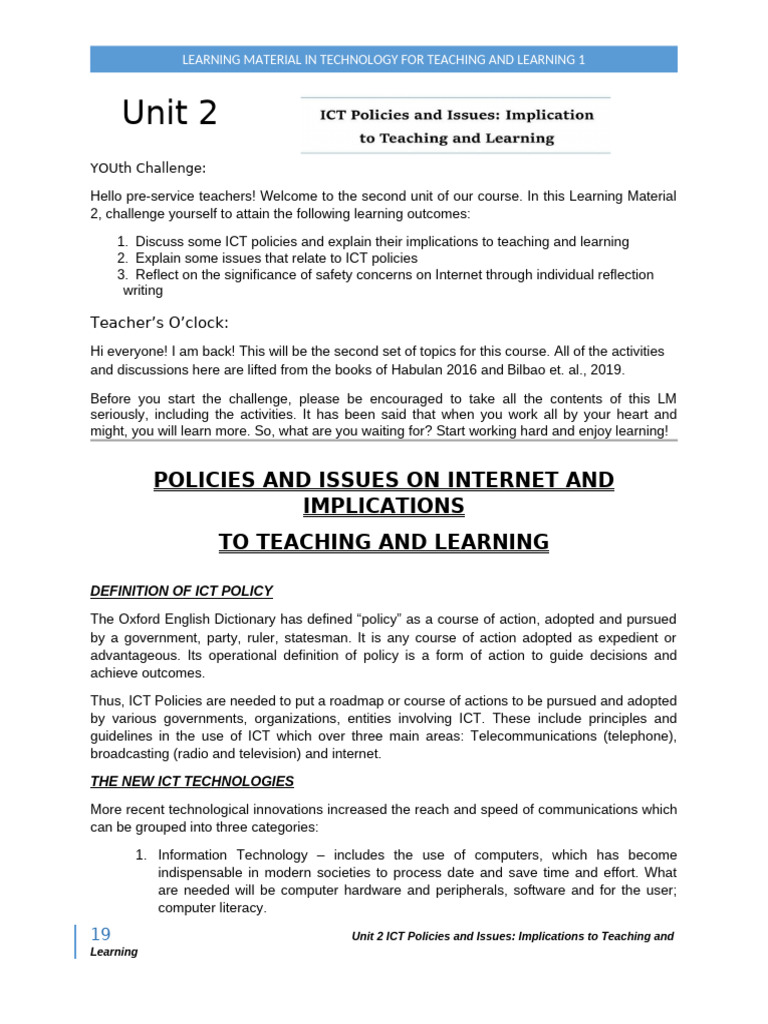 ICT Policies and Issues in Education | PDF | Electronic Waste ...