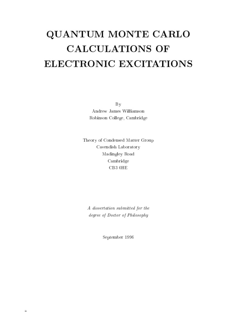 Quantum Monte Carlo for Excitations | PDF | Hartree–Fock Method ...
