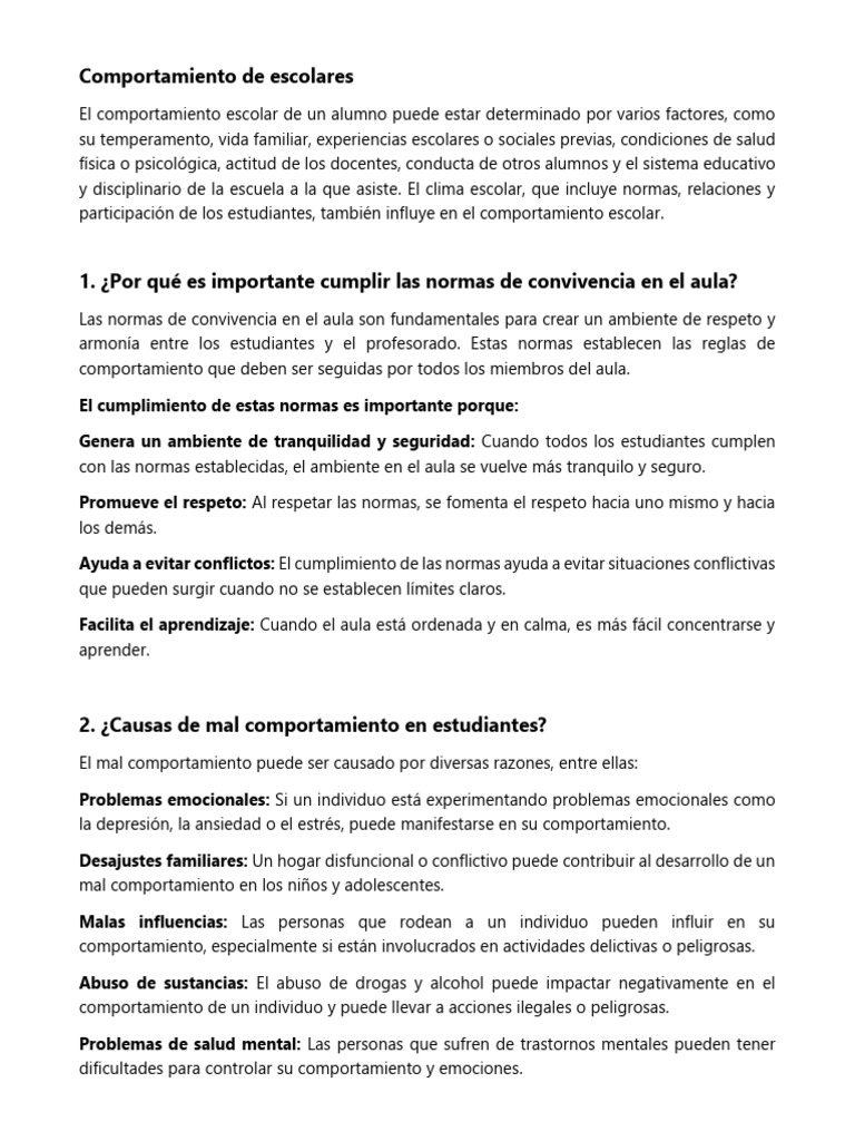 Estrategias para mejorar conducta escolar | PDF | Comportamiento ...