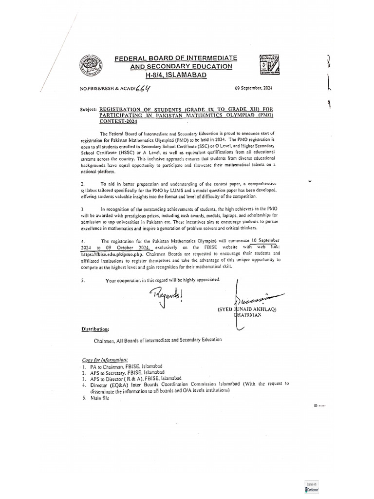 Registration of Students Grade IX To Grade XII For Participation in ...