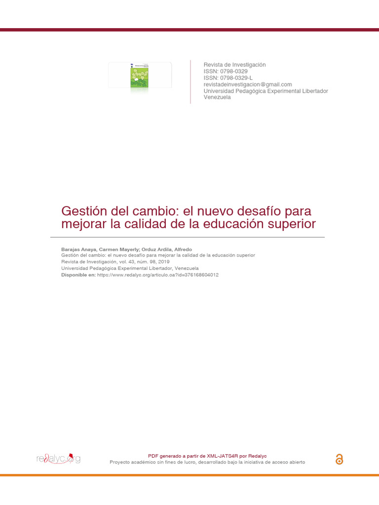 Gestión del cambio en educación superior | PDF | Plan de estudios ...