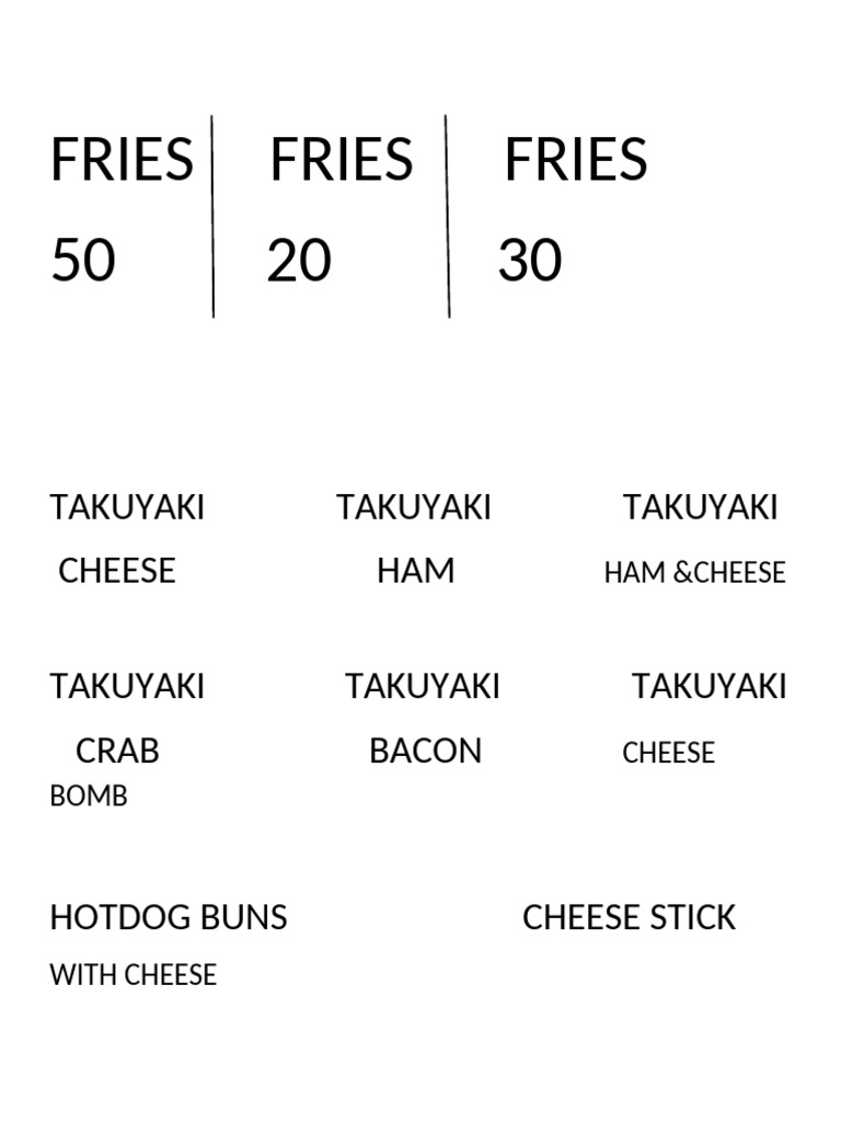 Fries Fries Fries | PDF